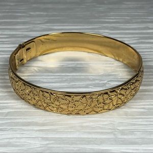 Vintage Monet Gold Textured Hinge Bracelet Cuff